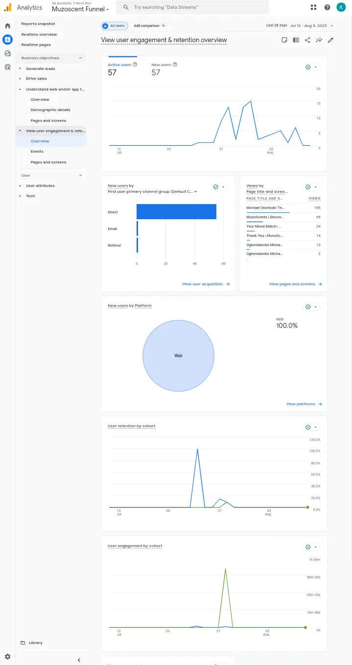 A screenshot of a Google Analytics dashboard showing a spike in organic traffic.